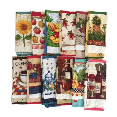 Set Of Cotton Apron Flower Fruit Printed With Pocket And Hand Towel Kitchen Baking Cleaning Tools