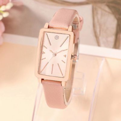 【July】 Foreign trade cross-border explosive style fashion leather strap quartz watch casual simple scale time fresh ladies