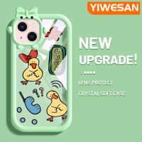 YIWESAN เคสสำหรับ iPhone 13 iPhone 13,iPhone 13 Pro iPhone 13 Pro Max เคสเป็ดสีเหลืองเล็กนิ่มน่ารักเคสกันกระแทกกรอบเคสใส่ Tpu กล้อง