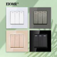 hot！【DT】 EIOMR Rocker Switch，3 Gang 1/2 Way，AC 16A 250V 86x86mm，White/Black/Gold/Gray/Silver，Recessed Install Wall