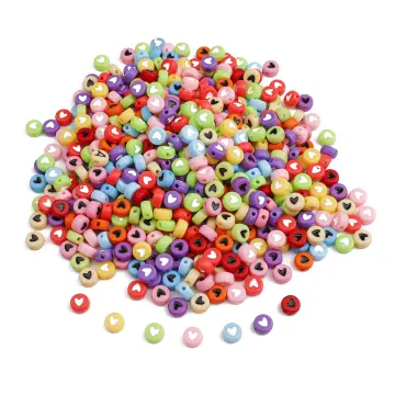 100Pcs 4x7mm Colorful Acrylic Heart Beads Flat Round Beads for Kid DIY  Jewelry Making Bracelet Necklace Handmade Accessories