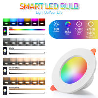 RGB Ceiling Light 85-265V Tuya Mesh Smart LED Downlight 10W Bluetooth-compatible Colour Changing Lamp RGB Change Warm Cool Light