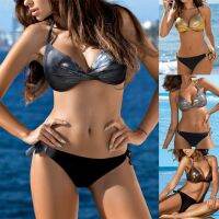 hotx 【cw】 2023 Ladies Swimwear Color Hot Stamping Push Up Split Swimsuit Купальник Женский Maillot De Bain