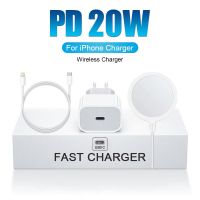 PD 20W ที่ชาร์จชาร์จ USB C แบบเร็วของแท้,สำหรับ iPhone 13 12 11 14 Pro Max Mini อุปกรณ์สายเคเบิล Type-C เครื่องชาร์จแบตเตอรี่ไร้สายแม่เหล็ก