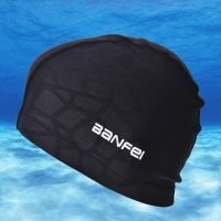 Black Swimming Cap Swiming Pool Protecting Hair Ears Caps Hat Swim Bathing Hats Nylon Caps for Women Men AdultsTH