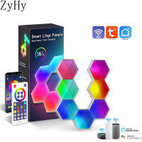 RGB TuYa WIFI Bluetooth LED Hexagon Quantum Lamps Indoor Wall Light APP Night Light For Computer Game Bedroom Decoration Lamps