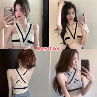 สินค้าแนะนำ - Bentoy(28616)crop topเสื้อกล้ามครอปไหมพรม เสื้อตัวเล็กเซ็กซี่