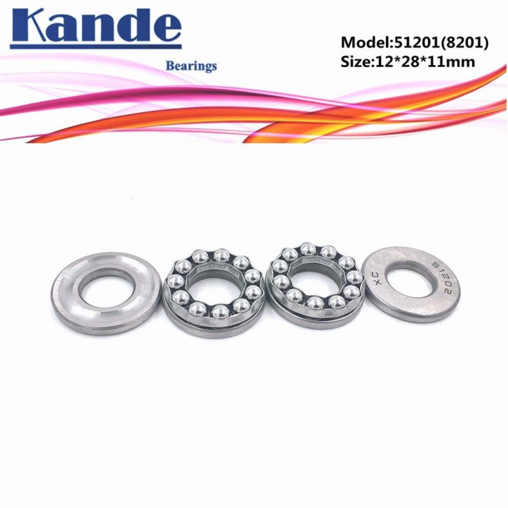 kande-51201-8201ตลับลูกปืน12x28x11-4ชิ้นตลับลูกปืนแรงขับแบบแบนตลับลูกปืนตลับลูกปืนกันรุนตามแนวแกน51201