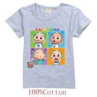 100% Cotton Cocomelon Kids Tops Girls Summer Short-sleeved T-shirts Casual Kids Fashion Cartoon Shirts