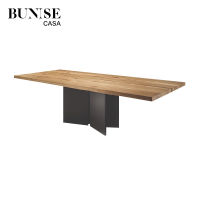 BUNISE CASA Black Walnut Solid Wood Dining Table Workbench BUD0902