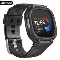 Miimall ใช้ได้กับ Fitbit Versa 4 Band พร้อมเคส,[ไม่มีปกป้องหน้าจอ] สายรัดเคสป้องกันแนวสปอร์ตที่ทนทานสายรัดข้อมือสำรองสำหรับ Fitbit Versa 4