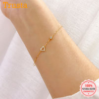 TrustDavis Authentic 925 Sterling Silver Fashion Sweet Romantic Heart Shiny CZ Bracelet For Women Wedding Fine Jewelry DB1385