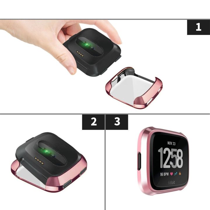 ฝาครอบซิลิโคนป้องกัน-tpu-ชุบนุ่มสำหรับอุปกรณ์-fitbit-versa-อุปกรณ์สวมใส่-smartwatch-case-band-strap