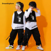 Boys Hip Hop Vest Cargo Pants Girls Sweatshirt Joggers Child Street Dance Kids Tracksuit Jazz Streetwear Costumes Clothes Sets