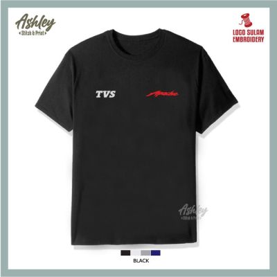 T Shirt Round Neck Sulam Apache TVS 4V Bike RR RTR 160 MotoGP Motorbike Superbike Baju Lelaki Cotton Fashion Embroidery