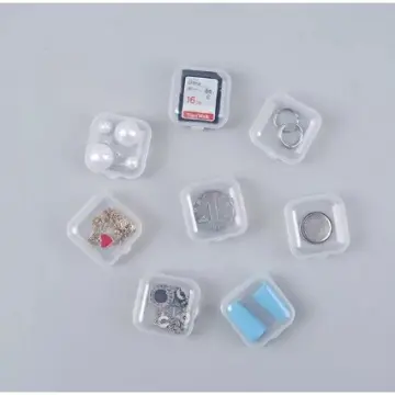 Square Mini Clear Plastic Small Box Hook Jewelry Earplugs Container Case  Storage