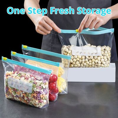 5pcs Food Fresh-Keeping Bag Flash Seal Slide Lock Compact Slider Zipper Ziplock Bag Refrigerator Freezer Storage Bag Food Storage Dispensers