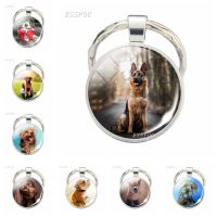 【CW】 German Shepherd Shiba Inu Keychain Glass Fashion Dog Pendant Jewelry Gifts for Dogs and Lovers