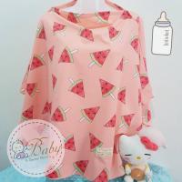 ผ้าคลุมให้นมแบบเต็มตัว ขนาดใหญ่ มีโครง นุ่มลื่น เย็นสบาย  (Nursing cover)  ** แถมถุงผ้า **  ลายแตงโม น่ารัก