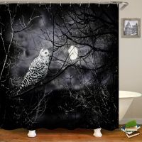 Night Forest Animal Owl พิมพ์ม่านอาบน้ำพร้อมตะขอม่านล้างทำความสะอาดได้ม่านตกแต่งห้องน้ำ 3D ม่านอาบน้ำ 180 * 200 180*180cm