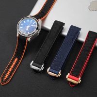 High quality 20mm 22mm Rubber Silicone Nylon Watch Band Strap For Omega 300 Seamaster 600 PLANET OCEAN Bracelet Folding Buckle