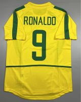 เสื้อฟุตบอล ย้อนยุค ทีมชาติ บราซิล 2002 เหย้า Retro Brazil Home พร้อมเบอร์ชื่อ 9 RONALDO แชมป์บอลโลก World Cup Champions เรโทร คลาสสิค