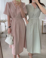 (พร้อมส่ง) Pastel minimal dress ??C3689 เดรสยาวสไตล์เกาหลี เดรสยาวมินิมอล เดรสยาวมินิมอลเกาหลี เดรสทำงาน