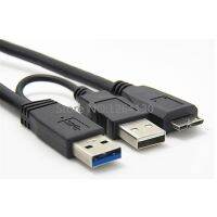 USB 3.0 Dual Power Y Bentuk 2 X Tipe A ke Micro B Kecepatan Super Kabel Hard Drive Eksternal Ekstensi kawat Konektor