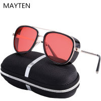 MAYTEN  Steampunk Sunglasses Men Mirrored Designer nd Women Glasses Vintage Red Sun glasses UV400