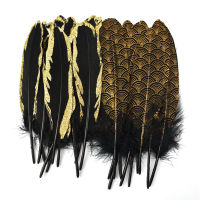 Wholesale 100PcsLot Gold Black Duck Goose Feathers Diy Dream Catcher Needlework Feather Decor Jewelry Handicrafts Accessories