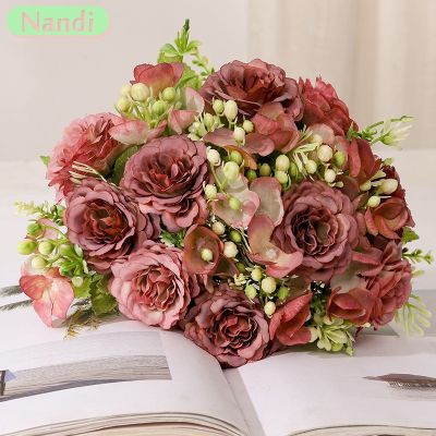 hot【cw】 Artificial Silk Bouquet Room Garden Decoration Wedding Fake