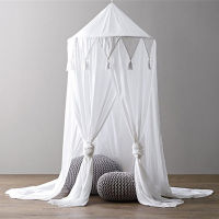 Kid Baby Bed Canopy Bedcover Mosquito Net Curtain Bedding Round Dome Tent Cotton Linen Fly Insect Protection