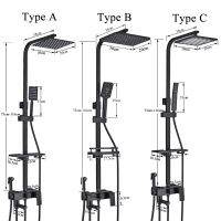Shinesia ชุดระบบฝักบัวอาบน้ำสีดำ/ โครเมี่ยมชุดเครื่องผสมก๊อกน้ำฝักบัวปริมาณน้ำฝนสำหรับอาบน้ำห้องน้ำแตะน้ำร้อนเย็น3หรือ4วิธี
