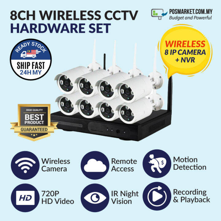 8CH Wireless CCTV Hardware Set Full HD Wireless IP Camera Surveillance