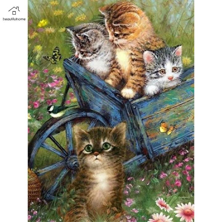 5D DIY My Diamond Art (Flower Cats) Diamond Painting Kit (NEW)