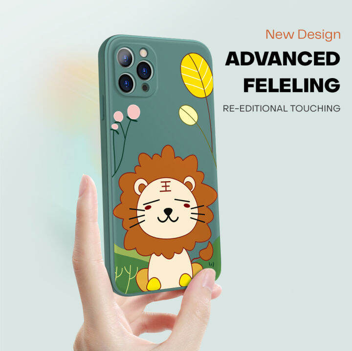 เคส-ggk-สำหรับ-oppo-reno10-pro-5g-เคสโทรศัพท์การ์ตูนสิงโตน่ารัก-สแควร์ของเหลวปลอกซิลิโคนเคสป้องกันทนแรงกระแทกกล้องคลุมทั้งหมด