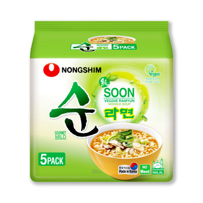 สินค้ามาใหม่! นงชิม ราเม็ง รสผัก 112 กรัม x 5 ซอง Nongshim Soon Veggie Noodle 112 g ล็อตใหม่มาล่าสุด สินค้าสด มีเก็บเงินปลายทาง