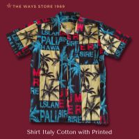 เสื้อเชิ้ต เสื้อผ้าฝ้าย เสื้อลำลอง  Shirt Italy Cotton with Printed Size M