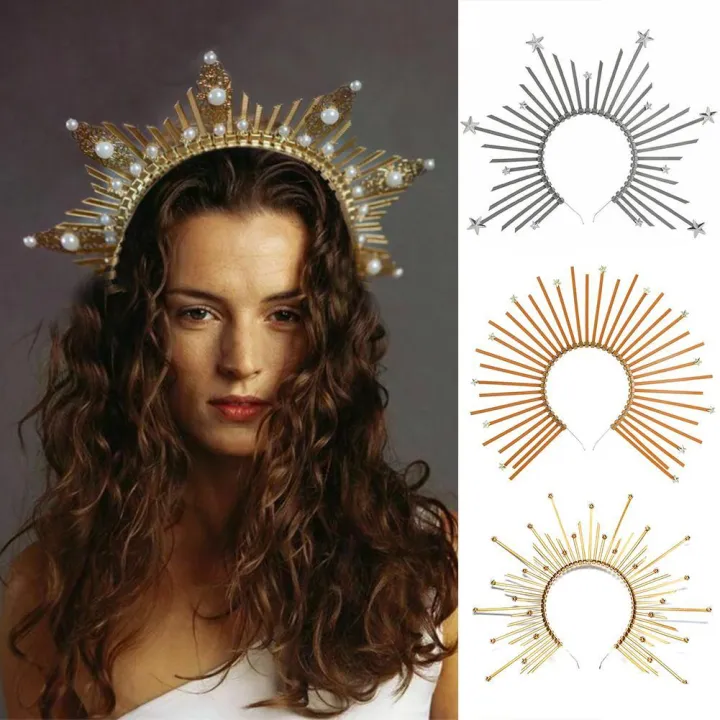 Crown Headband Golden Halo Hair Accessories Mary Halo Crown Headwear