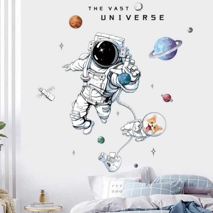24-home-accessories-creative-diy-space-planet-นักบินอวกาศสติ๊กเกอร์ติดผนังสำหรับห้องเด็ก-boy-39-s-ห้องนอนตกแต่งบ้านสติ๊กเกอร์ติดผนังภาพจิตรกรรมฝาผนัง-art-pvc-wallpaper