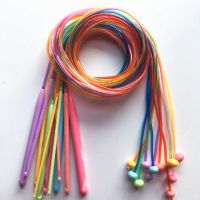 【CW】 12Pcs/Set Colorful Plastic Elastic Tube Afghan Tunisian Crochet Hooks Weaving Needles 120cm Knitting Sweater