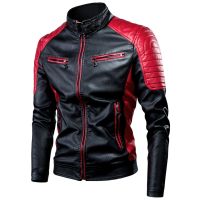 ZZOOI 2022 Autumn Casual Spliced Leather Jacket Coat Men Fashion Vintage Biker Warm Windproof PU Leather Jacket Tops Plus Size 5XL-M