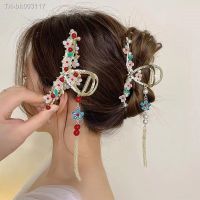 ♀❈✵ Chinese Style Colorful Flower Tassel Pendant Long Hair Clips Fashion Plants Geometric Metal Hairpins Headdress Women Accessories