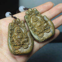 จี้พระพุทธรูปในฝ่ามือไม้จันทน์เขียวอาร์เจนตินา Maitreya Buddha Carving Handle Play Wenwan Handicraft Decoration