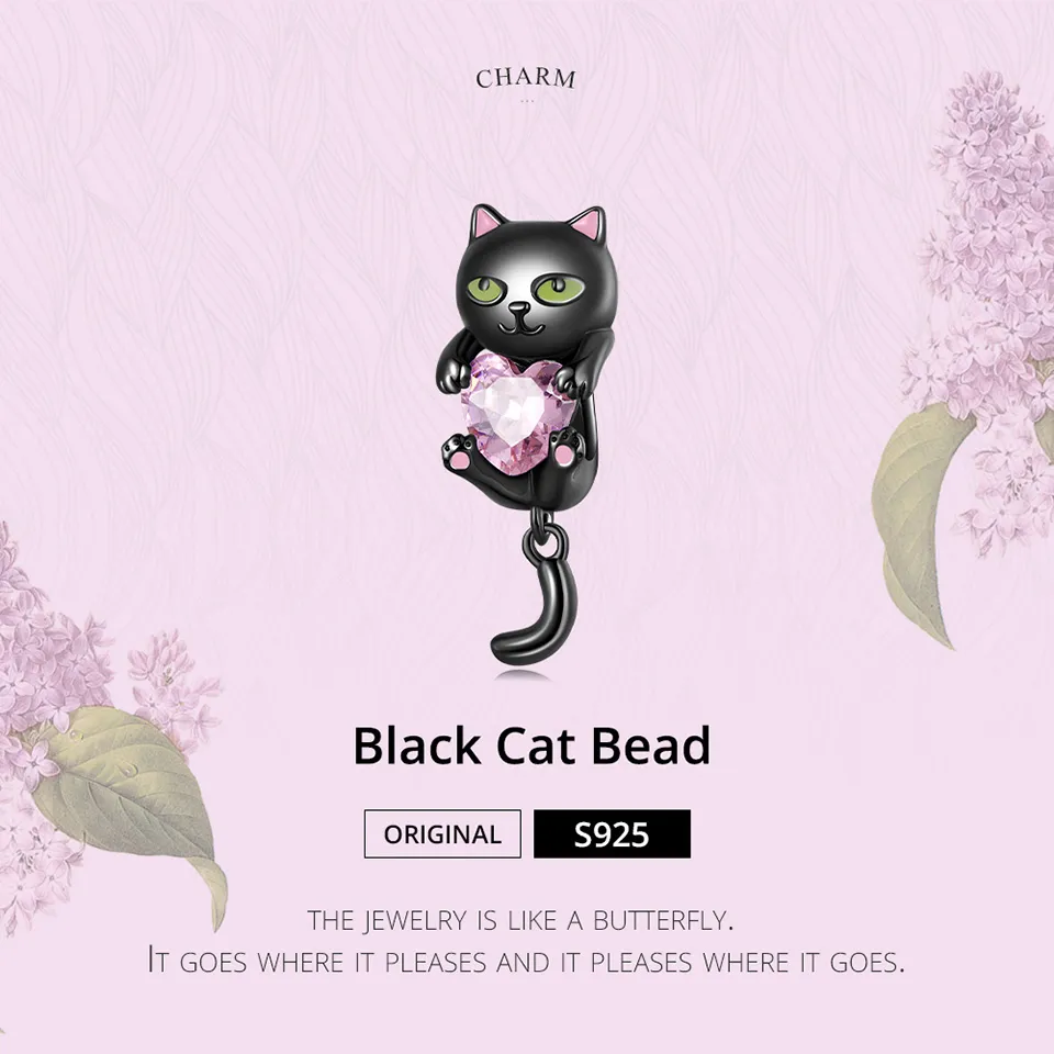 BAMOER 925 Sterling Silver Cartoon Black Cat Bead fit Orignal Bracelet &  Bangle Cute Tail Pendant Fine Jewelry DIY Gift SCC2329 | Lazada