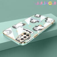 Jlingji เคส A70s A70ปลอกสำหรับ Samsung กาแลคซี A71 4G ลายการ์ตูนเพนกวินใหม่พื้นผิวขอบสี่เหลี่ยมเคสชุบซิลิก้าเจลกันกระแทกเคสมือถือรวมเลนส์กล้องถ่ายรูปฝาครอบป้องกัน