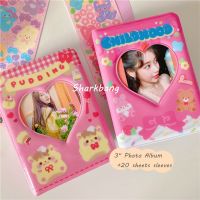 Sharkbang Mini Cute 3 Gilrs Heart Album Photos 20pcs Sleeves Bags Pink Bear Milk Storage Card Bag Postcards Collect Organizer