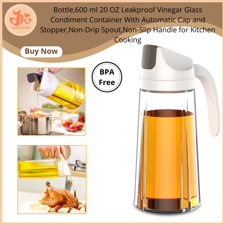 630ml Non-drip Glass Oil Dispenser With Automatic Cap Opening And