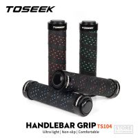 TOSEEK TS104มือจับจักรยานฝาครอบเทป PU ที่จับอลูมิเนียมกันลื่นคู่จับจักรยาน MTB Cuffs ที่จับจักรยานเสือภูเขา