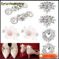 SYRUPSHADDOCKING 2PCS ผู้หญิง คลิปตกแต่งเงา งานแต่งงาน Charm Buckle คลิปรองเท้า Rhinestone ดอกไม้ไหม อุปกรณ์ตกแต่งรองเท้า